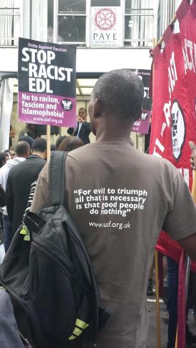 EDL, UAF, counter protest, demonstration, east london, mosque, malcolm x quote